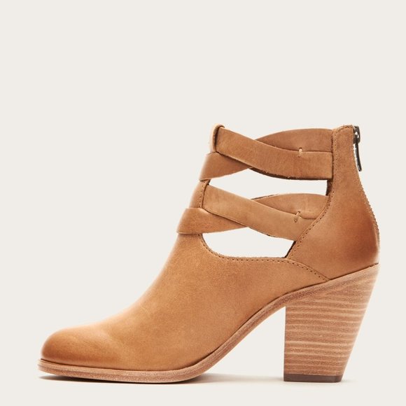 Frye Cameron Twist Tan Leather Heeled Ankle Boots - Picture 4 of 15